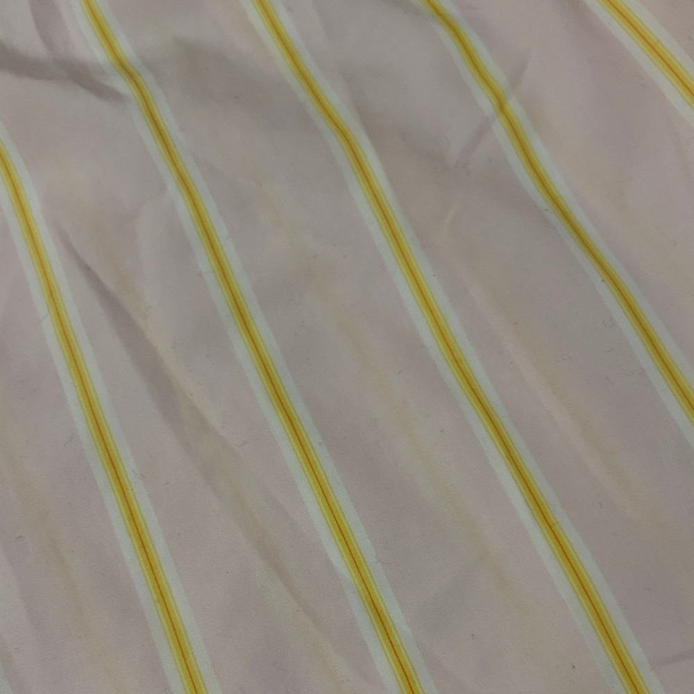 Lands' End Women's No Iron Supima Pink and Yellow Striped Button Down Shirt - Picture 3 of 7